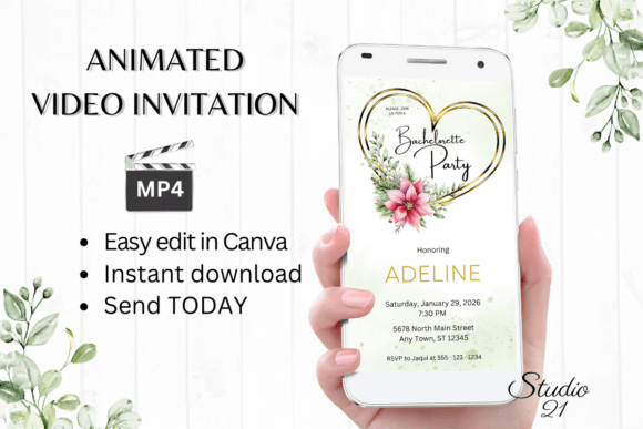 Christmas Bachelorette Party Evite W6198: Festive Digital Invitations