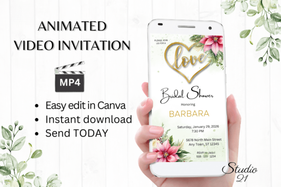 Christmas Bridal Shower Invite W4190: A Festive Digital Solution