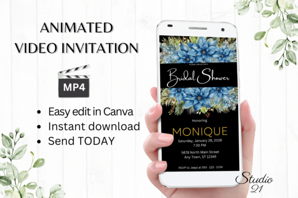 Christmas Bridal Shower Invite W4217: A Festive Digital Solution