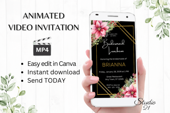 Christmas Bridesmaid Luncheon W4195BL: A Festive Digital Invitation