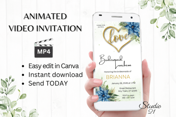 Christmas Bridesmaid Luncheon W4210BL: Festive Script Font for Digital Invitations