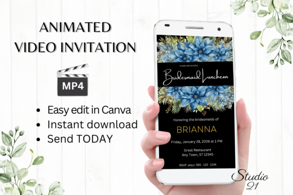 Christmas Bridesmaid Luncheon W4217BL: Your Festive, Elegant Invitation Solution