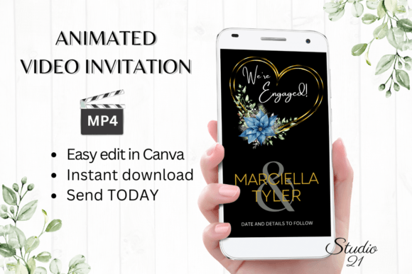 Christmas Engagement Announcement W1219B: A Festive Digital Template