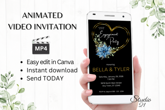 Christmas Engagement Party Invite W1219: A Festive Animated Design