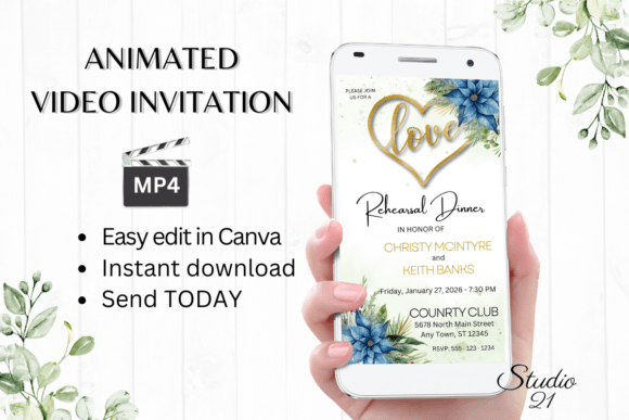 Christmas Rehearsal Dinner Invite W7210: A Festive Digital Solution