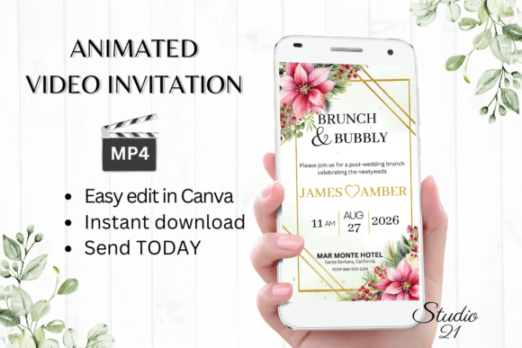 Christmas Wedding Brunch Invite W9194: A Watercolor Celebration