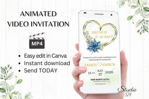 Christmas Wedding Brunch Invite W9218: Your Festive Digital Evite Solution