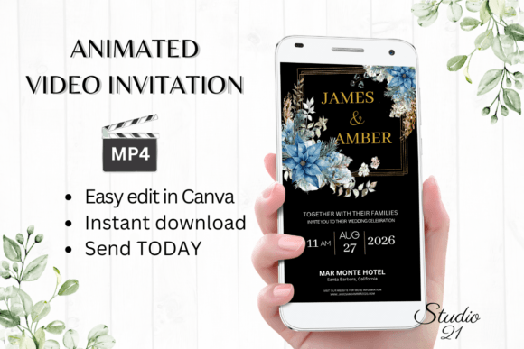 Christmas Wedding Invitation W8213: A Festive Digital Template
