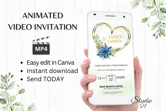 Christmas Wedding Invitation W8218: A Festive Digital Template