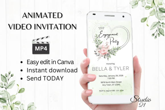 Elegant Pink Roses Engagement Party Invite W1278