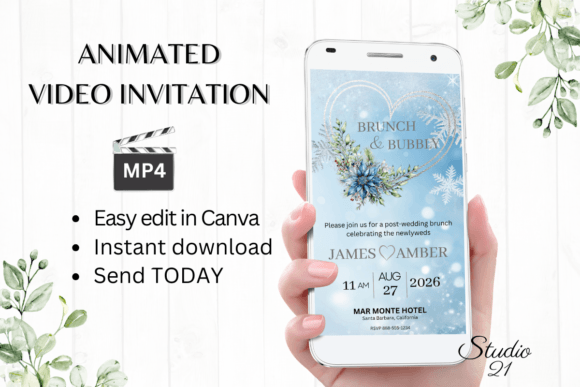 Elegant Winter Wedding Brunch Invite W9258: Your Digital Solution