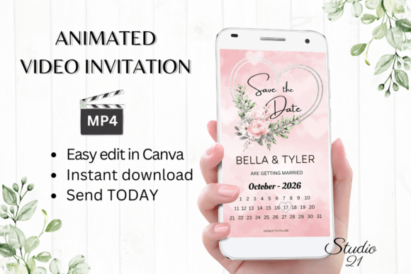 Pink Roses Save the Date: Elegant Digital Invites