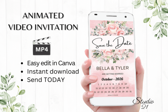 Pink Roses Save the Date W2277B: Elevate Your Wedding Stationery