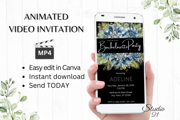 Winter Bachelorette Party Evite W6257: A Modern Design Asset