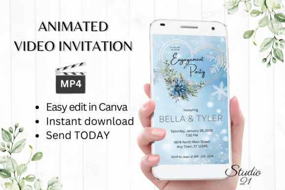 Winter Engagement Party Invite W1258: A Digital Template for Effortless Celebration