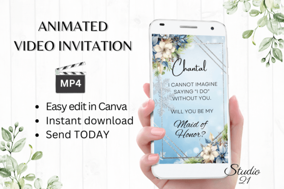 Winter Maid of Honor Proposal W3254MH: A Stylish Digital Invitation