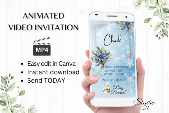 Winter Ring Bearer Proposal W3252RB: A Digital Invitation with Heart