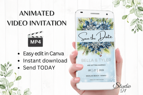 Winter Save the Date Announcement W2256: Your Animated Digital Evite Solution