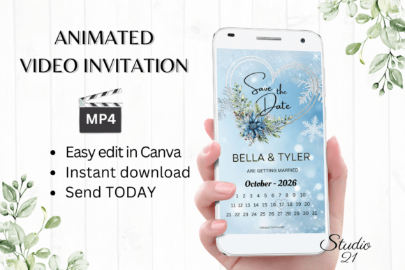 Winter Save the Date W2258B: A Digital Invitation Template for Effortless Elegance