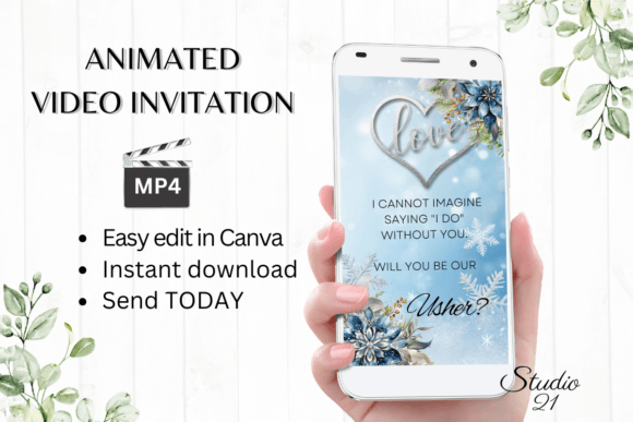 Winter Usher Proposal W3250U: A Digital Animated Video Invitation Template
