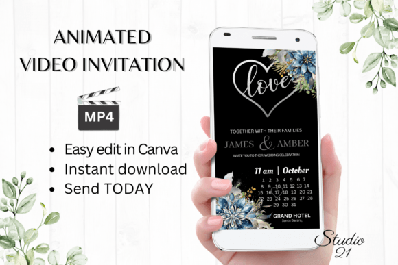 Winter Wedding Invitation W8251B: Effortless Digital Elegance