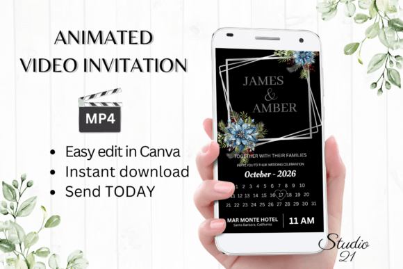 Winter Wedding Invitation W8253B: Your Animated Evite Solution